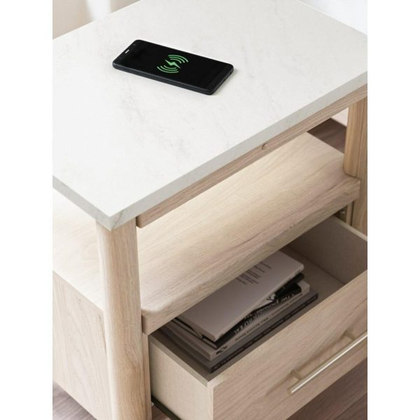 1-Drawer Nightstand With Marble-Look Top  |  Nightstands Bedroom Nightstands