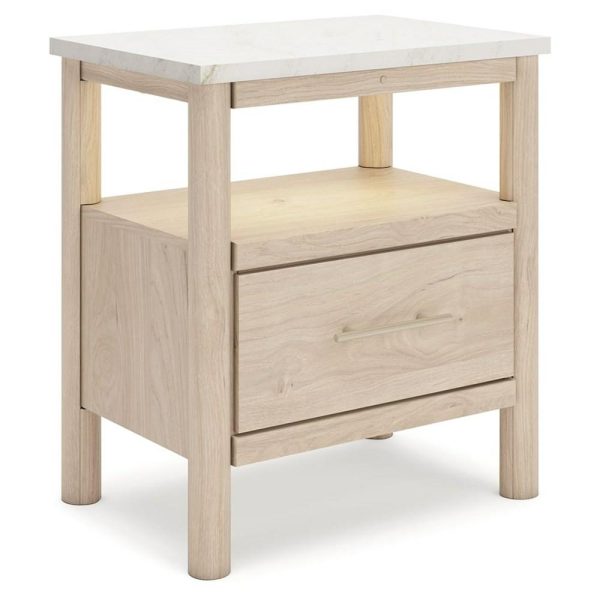 1-Drawer Nightstand With Marble-Look Top  |  Nightstands Bedroom Nightstands