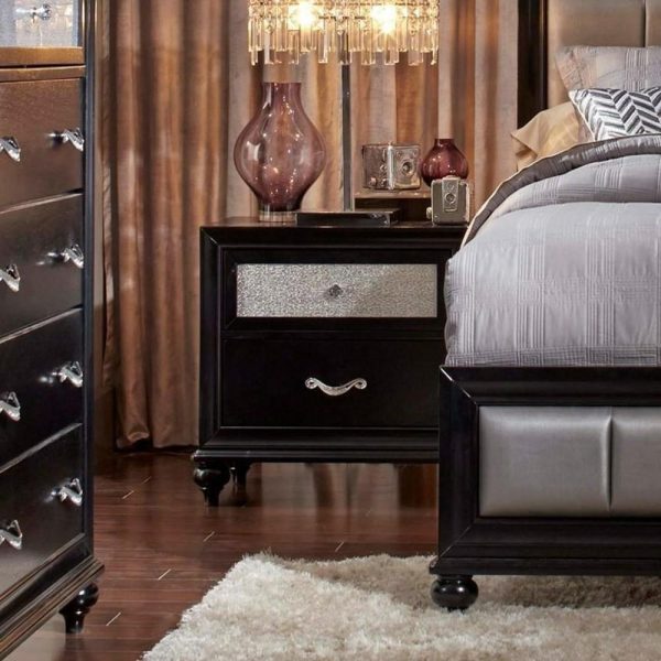 2 Drawer Nightstand With A Metallic Acrylic Drawer Front  |  Nightstands Bedroom Nightstands