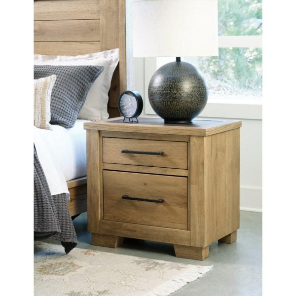 2-Drawer Nightstand With Cement Tile Inlay Top  |  Nightstands Bedroom Nightstands