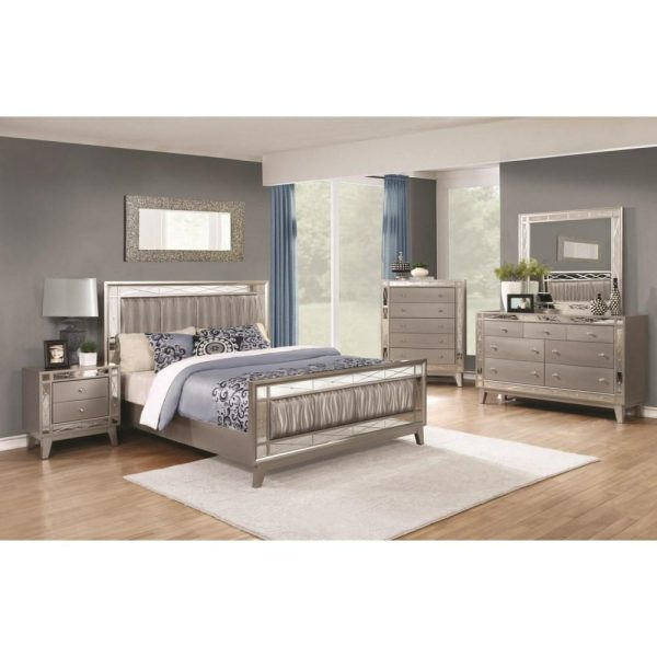 2 Drawer Nightstand With Mirrored Panel Accents  |  Nightstands Bedroom Nightstands