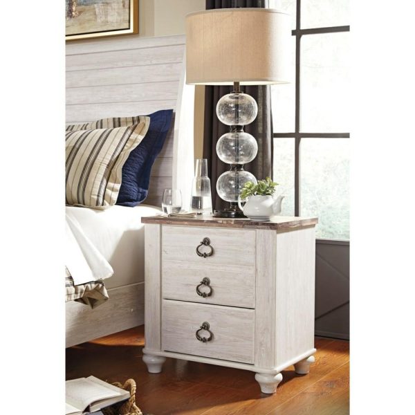 2-Drawer Nightstand With Usb Charging  |  Nightstands Bedroom Nightstands