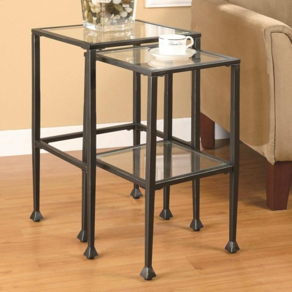 2 Piece Glass And Metal Nesting Tables  |  End & Side Tables End & Side Tables End & Side Tables