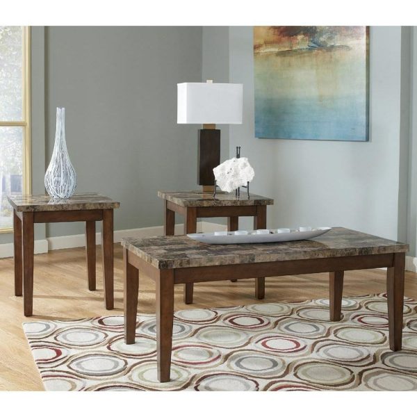 3-In-1 Pack Of Occasional Tables With Faux Marble Tops  |  Occasional Table Sets Living Room Occasional Table Sets