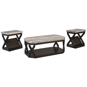 3-Piece Occasional Table Set With Faux Travertine-Look Top  |  Occasional Table Sets Living Room Occasional Table Sets