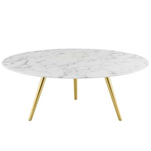 40″ Round Artificial Marble Coffee Table With Tripod Base  |  Coffee Tables Coffee Tables Coffee Tables