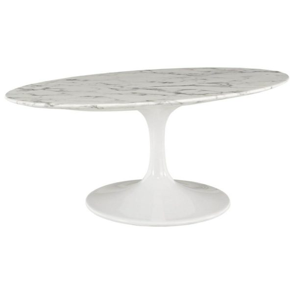 42″ Oval-Shaped Artificial Marble Coffee Table  |  Coffee Tables Coffee Tables Coffee Tables