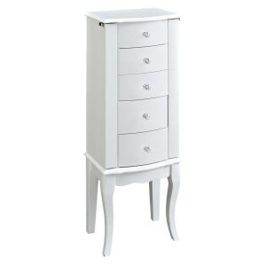 5-Drawer White Jewelry Armoire  |  Jewelry Armoires Bedroom Jewelry Armoires