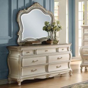 7 Drawer Dresser With Granite Top And Mirror  |  Mirrored Dressers Bedroom Mirrored Dressers