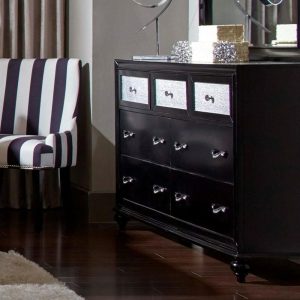 7 Drawer Dresser With Metallic Acrylic Drawer Fronts  |  Dressers Bedroom Dressers