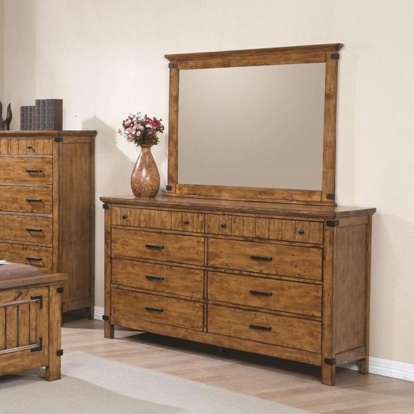 8 Drawer Dresser And Mirror With Wood Frame  |  Mirrored Dressers Bedroom Mirrored Dressers