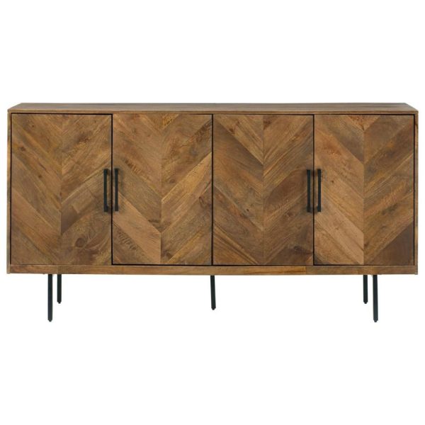 Accent Cabinet With Chevron Veneer Doors And Metal Legs  |  Accent Cabinets Accent Cabinets Accent Cabinets