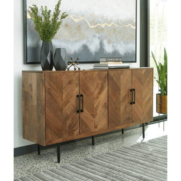 Accent Cabinet With Chevron Veneer Doors And Metal Legs  |  Accent Cabinets Accent Cabinets Accent Cabinets