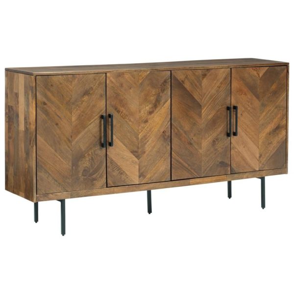 Accent Cabinet With Chevron Veneer Doors And Metal Legs  |  Accent Cabinets Accent Cabinets Accent Cabinets