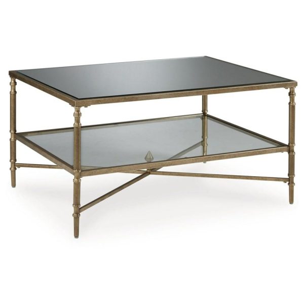 Aged Goldtone Rectangular Coffee Table With Mirror Top  |  Coffee Tables Coffee Tables Coffee Tables