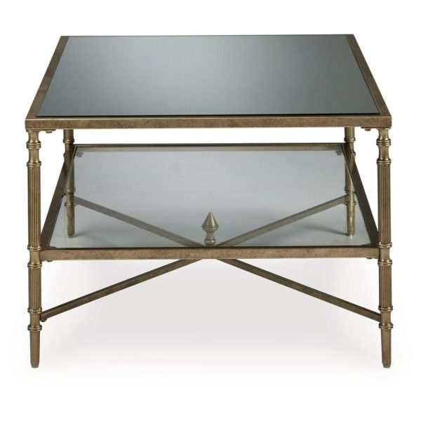 Aged Goldtone Rectangular Coffee Table With Mirror Top  |  Coffee Tables Coffee Tables Coffee Tables