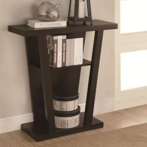 Angled Cappuccino Entry Table With Storage Space  |  Sofa Tables Living Room Sofa Tables