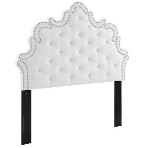 Arabella Button-Tufted Performance Velvet Full/Queen Headboard  |  Headboards Bedroom Headboards