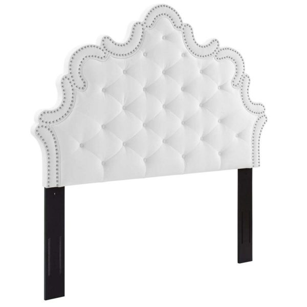 Arabella Button-Tufted Performance Velvet Full/Queen Headboard  |  Headboards Bedroom Headboards