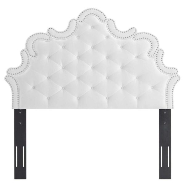 Arabella Button-Tufted Performance Velvet Full/Queen Headboard  |  Headboards Bedroom Headboards