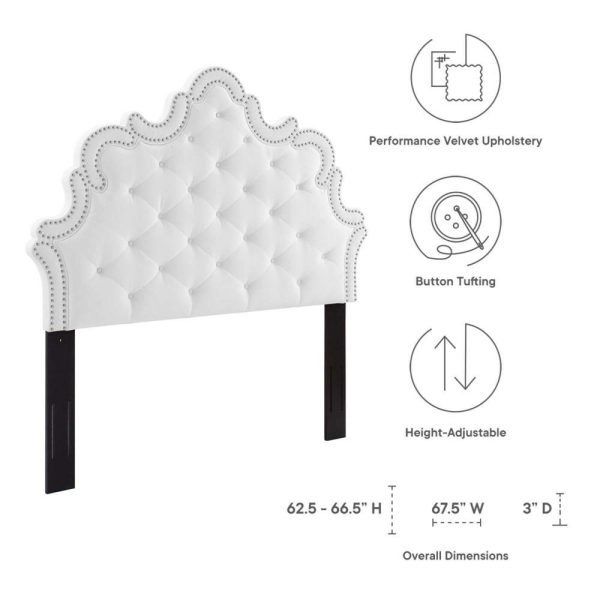 Arabella Button-Tufted Performance Velvet Full/Queen Headboard  |  Headboards Bedroom Headboards