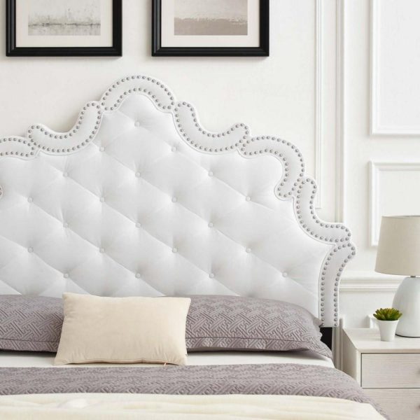 Arabella Button-Tufted Performance Velvet Full/Queen Headboard  |  Headboards Bedroom Headboards