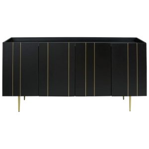 Black Finish Solid Wood Accent Cabinet With Goldtone Accents  |  Accent Cabinets Accent Cabinets Accent Cabinets