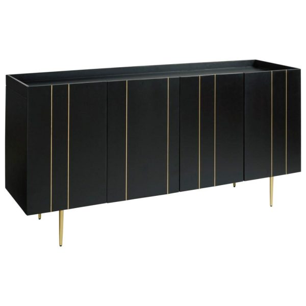 Black Finish Solid Wood Accent Cabinet With Goldtone Accents  |  Accent Cabinets Accent Cabinets Accent Cabinets