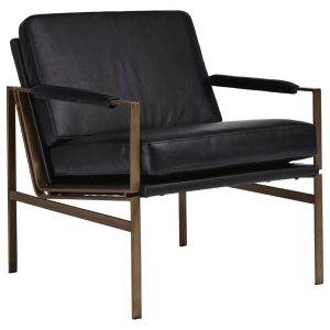 Black Leather Accent Chair With Metal Frame  |  Living Room Chairs Living Room Living Room Chairs