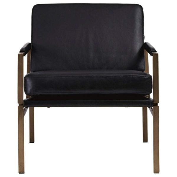 Black Leather Accent Chair With Metal Frame  |  Living Room Chairs Living Room Living Room Chairs