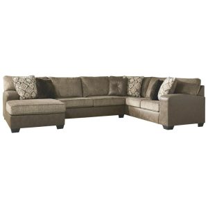 Brown Faux Leather/Fabric 3-Piece Sectional With Chaise  |  Sectional Sofas Living Room Sectional Sofas