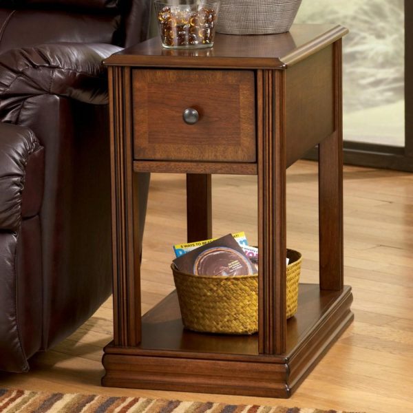 Brown Moulded Hamlyn Chairside End Table With Slide Board  |  End & Side Tables End & Side Tables End & Side Tables