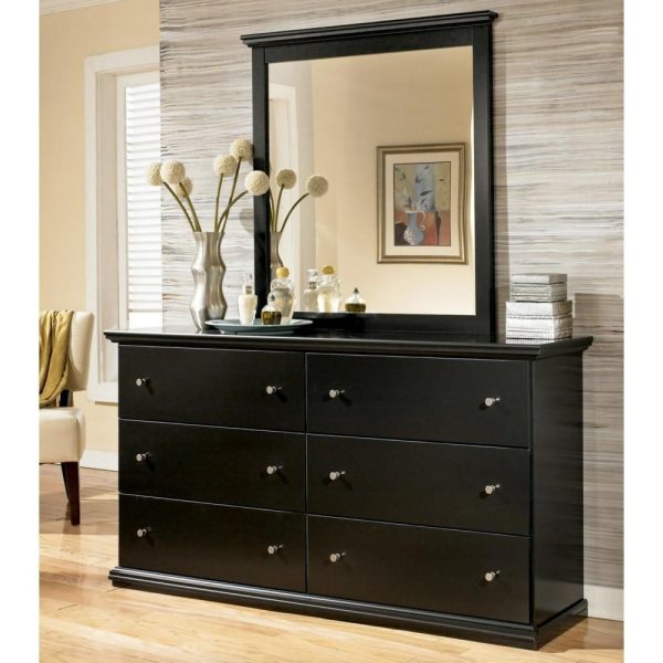 Casual 6 Drawer Dresser And Moulded Landscape Mirror  |  Mirrored Dressers Bedroom Mirrored Dressers