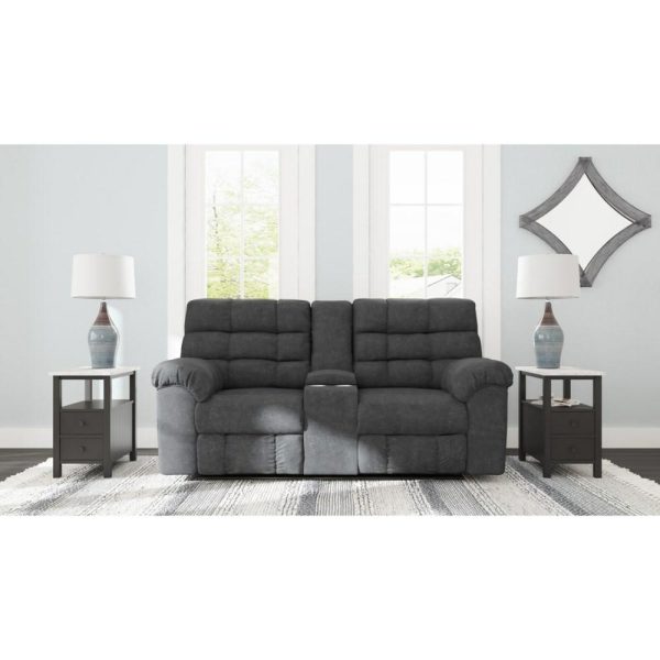 Casual Double Reclining Loveseat W/ Console  |  Reclining Loveseats Living Room Reclining Loveseats