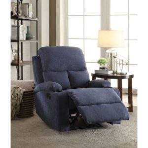 Casual Motion Recliner With Pillow Arms  |  Recliners Living Room Blue Velvet Blue Velvet