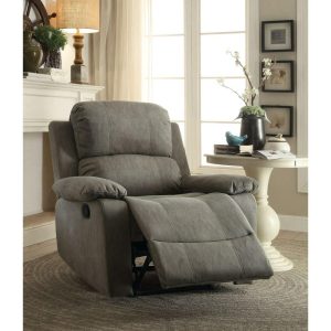 Casual Motion Recliner With Pillow Arms  |  Recliners Living Room Gray Polished Microfiber Gray Polished Microfiber