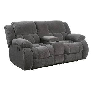 Casual Pillow Padded Reclining Loveseat With Cupholders And Storage  |  Reclining Loveseats Living Room Reclining Loveseats