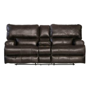 Casual Power Lay Flat Reclining Console Loveseat With Power Headrest And Lumbar  |  Reclining Loveseats Living Room Reclining Loveseats