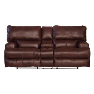 Casual Power Lay Flat Reclining Console Loveseat With Power Headrest  |  Reclining Loveseats Living Room Reclining Loveseats