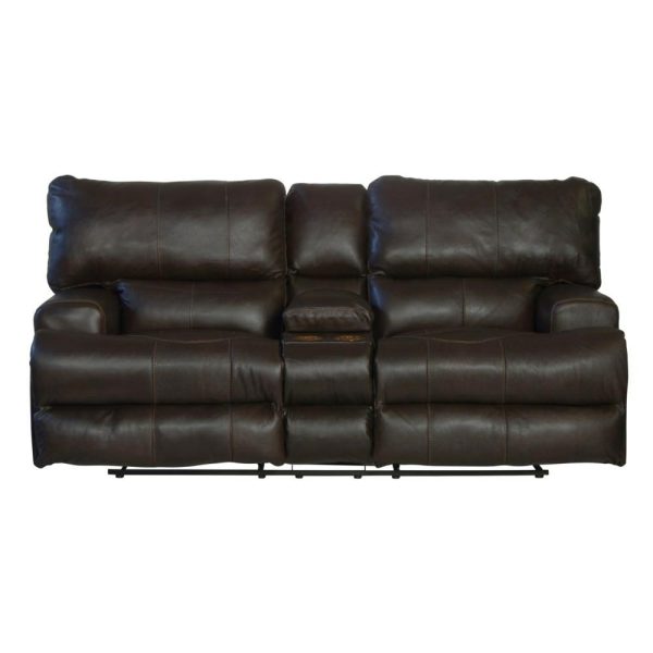 Casual Power Lay Flat Reclining Console Loveseat With Power Headrest  |  Reclining Loveseats Living Room Reclining Loveseats