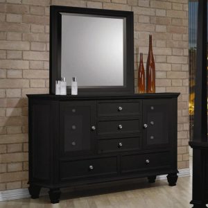 Classic 11 Drawer Dresser And Vertical Dresser Mirror  |  Mirrored Dressers Bedroom Mirrored Dressers