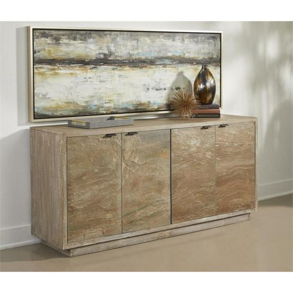 Coastal 4-Door Credenza With Stone Veneered Doors  |  Accent Cabinets Accent Cabinets Accent Cabinets