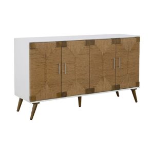 Coastal Credenza Four Jute Doors  |  Accent Cabinets Accent Cabinets Accent Cabinets