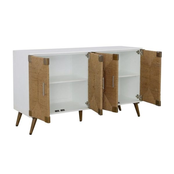 Coastal Credenza Four Jute Doors  |  Accent Cabinets Accent Cabinets Accent Cabinets