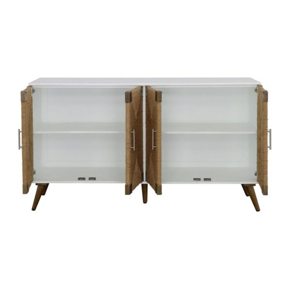 Coastal Credenza Four Jute Doors  |  Accent Cabinets Accent Cabinets Accent Cabinets