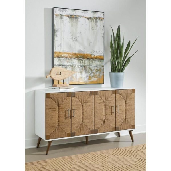 Coastal Credenza Four Jute Doors  |  Accent Cabinets Accent Cabinets Accent Cabinets