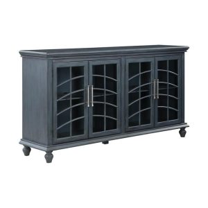 Coastal Traditional 4-Door Credenza With Patterned Glass Doors  |  Accent Cabinets Accent Cabinets Accent Cabinets