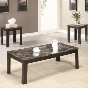 Coffee And End Table Set W/ Marble-Looking Top  |  Occasional Table Sets Living Room Occasional Table Sets