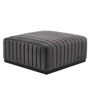 Conjure Channel Tufted Performance Velvet Ottoman  |  Ottomans Living Room Ottomans