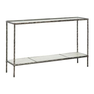 Console Sofa Table In Antiqued Pewter Finish With Marble Shelf  |  Sofa Tables Living Room Sofa Tables